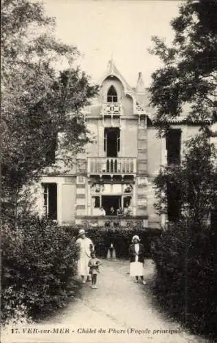 Ak Ver sur Mer Calvados, Chalet du Phare, Facade principale