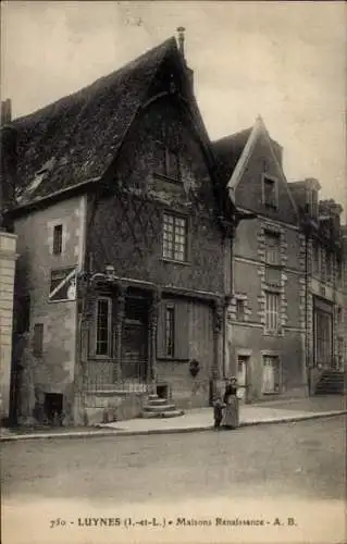 Ak Luynes Indre et Loire, Maisons Renaissance