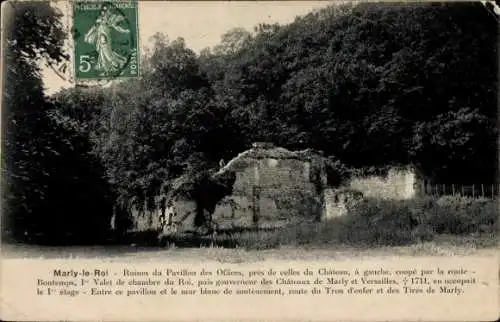 Ak Marly le Roi Yvelines, Ruines du Pavillon des Offices, pres de celles du Chateau