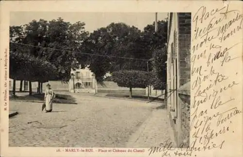 Ak Marly le Roi Yvelines, Place et Chateau du Chenil