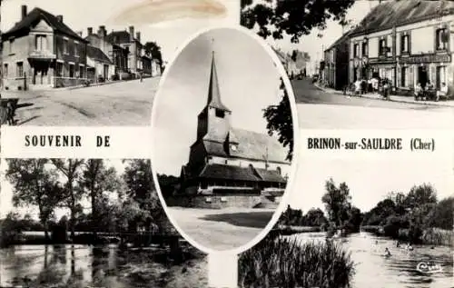 Ak Brinon sur Sauldre Cher, Teilansicht, Kreuzung, Kirche