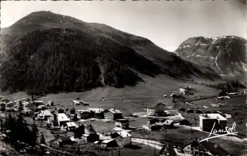 Ak Val d'Isère Savoie, Vue generale et la Tete du Solaise