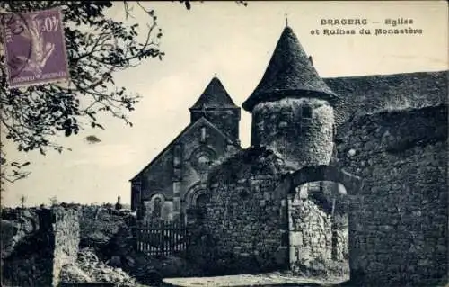 Ak Brageac Cantal, Eglise et Ruines du Monastere