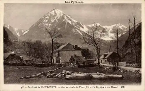 Ak Cauterets Hautes Pyrénées, Sur la route de Pierrefitte, Le Peguere, Le Monne