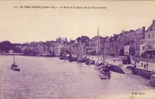 Ak Le Pouliguen Loire Atlantique, Le Port et le Quai de la Rive droite