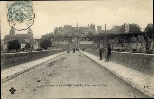 Ak Saint Aignan sur Cher Loir et Cher, Blick von der Brücke aus