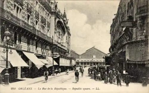 Ak Orléans Loiret, Rue de la Republique, Geschäfte