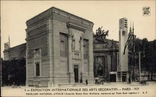 Ak Paris, Internationale Ausstellung für dekorative Kunst 1925, Nationalpavillon von Italien