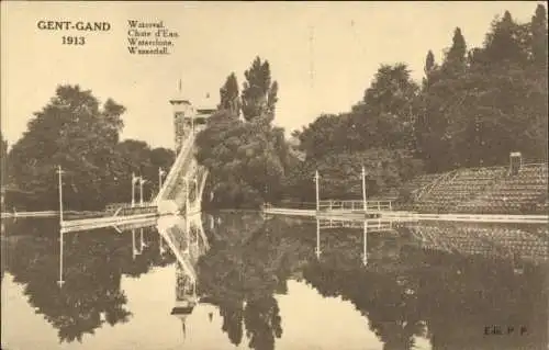 Ak Gent Gent Ostflandern, Weltausstellung 1913, Wasserfall