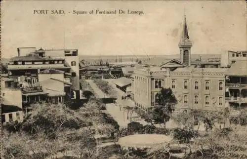 Ak Port Said Ägypten, Place Ferdinand De Lesseps