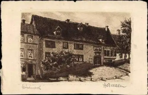 Künstler Ak Lutherstadt Eisenach in Thüringen, Gebäude, Reihenhaus, Radierung