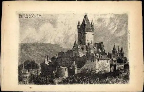 Künstler Ak Cochem an der Mosel, Burg Cochem