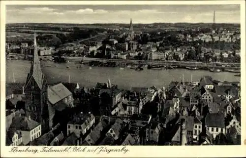 Ak Flensburg in Schleswig Holstein, Vogelperspektive, Jürgensby