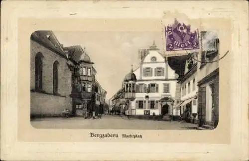 Präge Passepartout Ak Bad Bergzabern, Marktplatz