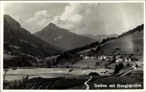 Foto Ak Halden Pfronten im Allgäu, Panorama, Sorgschrofen