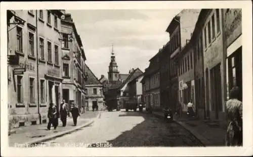 Ak Frankenberg in Sachsen, Karl-Marx-Straße, Teilansicht, Kirche