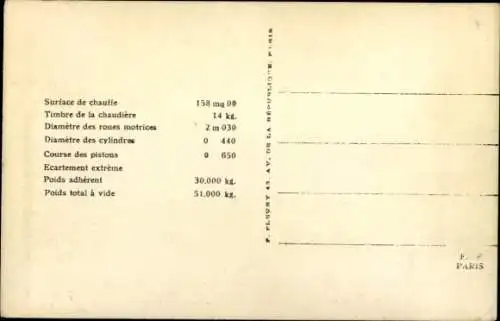 Ak Französische Eisenbahn, Etat, Dampflok Nr. 220 011