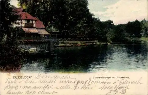 Ak Düsseldorf am Rhein, Schwanenspiegel, Fischerhaus