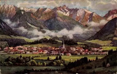 Ak Oberstdorf im Oberallgäu, Gesamtansicht, Kratzer, Fürschießer, Krottenköpfe, Kegelkopf, Kreuzeck