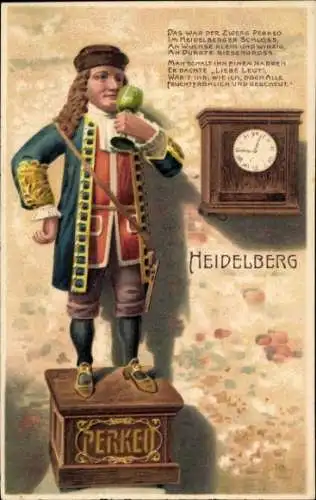 Ak Heidelberg am Neckar, Zwerg Perkeo, Uhr