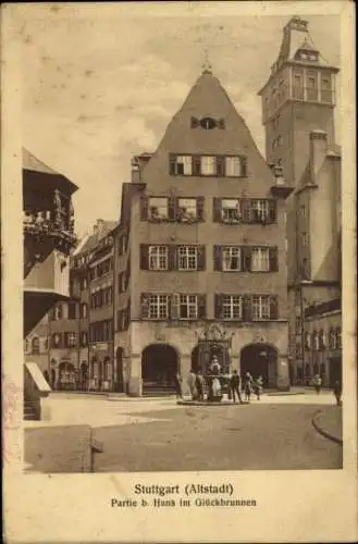 Ak Stuttgart in Württemberg, Hans im Glück Brunnen