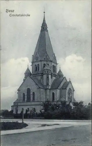 Ak Riesa an der Elbe Sachsen, Trinitatiskirche