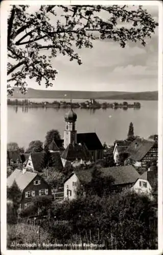 Ak Allensbach am Bodensee, Teilansicht mit Insel Reichenau