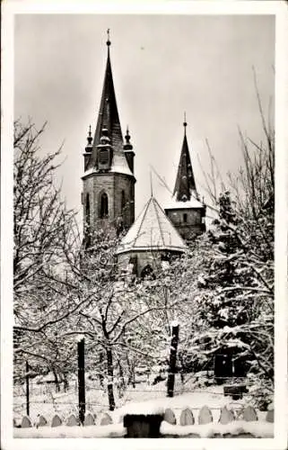 Ak Öhringen im Hohenlohekreis Württemberg, Kirche, Winter