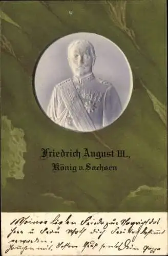 Präge Ak Friedrich August III., König von Sachsen