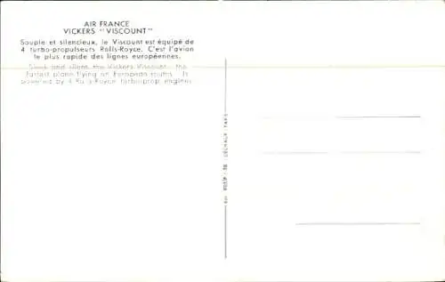 Ak Französisches Passagierflugzeug, Air France, Vickers Viscount