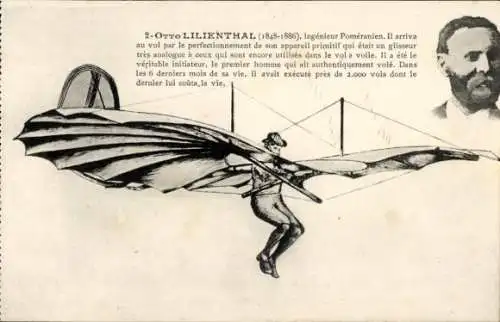 Ak Otto Lilienthal, Ingenieur, Flugpionier, Flugmaschine