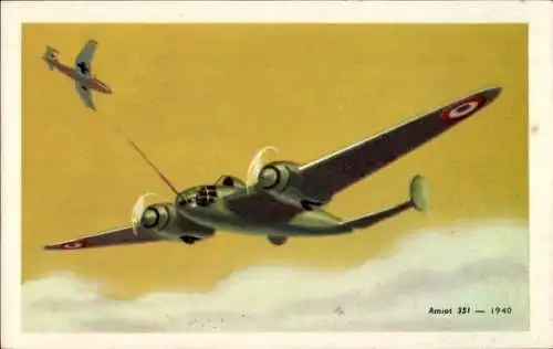 Künstler Ak Französisches Militärflugzeug, Amiot 351, 1940, Reklame, Chocolats Tobler