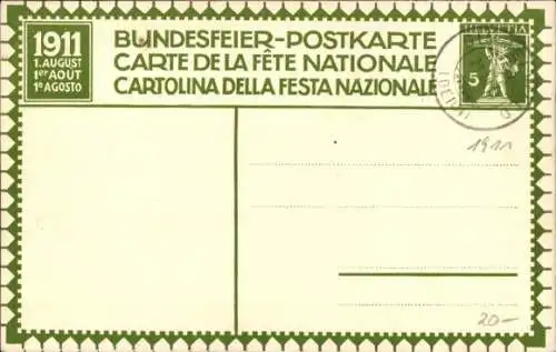 Ganzsachen Künstler Ak Dunka, Schweiz, Bataille de la Birse 1444, Bundesfeier 1911