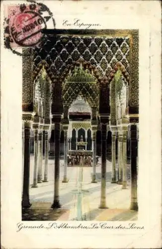 AK Granada Andalusien Spanien, Alhambra, Hof der Löwen