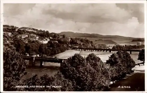 Ak Perth Schottland, Brücken, Fluss Tay