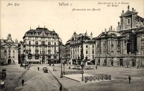 Ak Wien 1 Innere Stadt, Am Hof, Mariensäule von Herold, Pfarrkirche z. d. 9 Chören der Engel