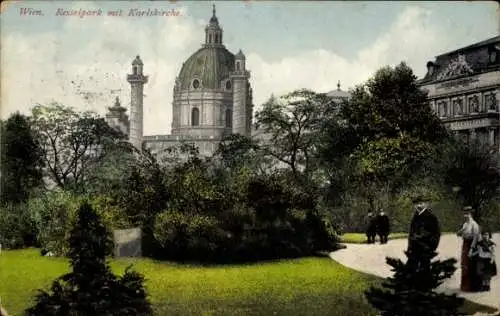 Ak Wien 1 Innere Stadt, Resselpark mit Karlskirche