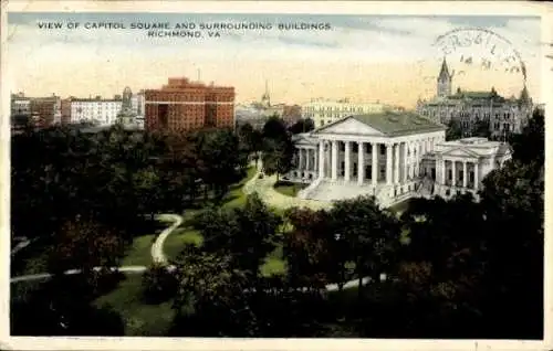 Ak Richmond Virginia USA, Capitol Square and Buildings