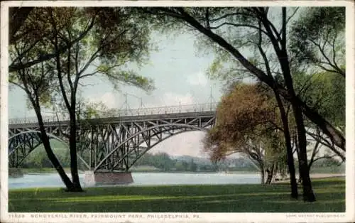 Ak Philadelphia Pennsylvania USA, Schuylkill River, Fairmount Park, Bridge