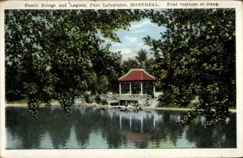 Ak Montreal Québec Kanada, Parc Lafontaine, Rustic Bridge and Lagoon