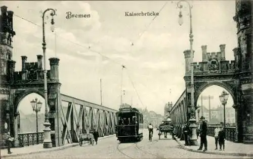 Ak Hansestadt Bremen, Kaiserbrücke, Straßenbahn