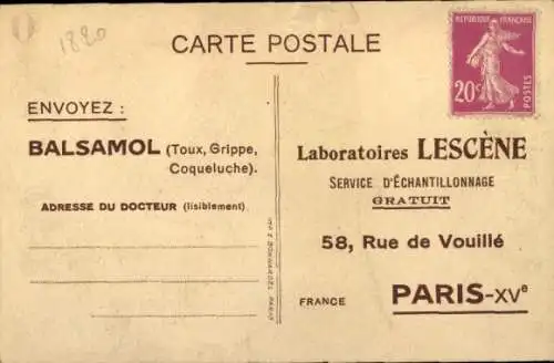 Künstler Ak Duche, Reklame, Balsamol, Laboratoires Lescene, Paris, 58 Rue de Vouille