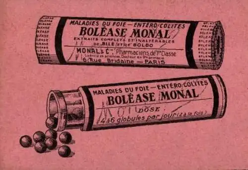 Ak Reklame, Bolease Monal, Laboratoires Monal, Paris, 6 Rue Bridaine