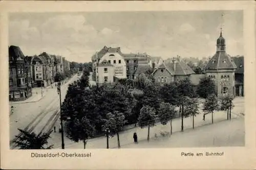 Ak Oberkassel Düsseldorf Nordrhein Westfalen, Partie am Bahnhof