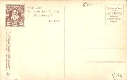 Künstler Ak Braun, Th., Frankfurt am Main, XI. Deutsches Turnfest 1908, Kugelstoßer