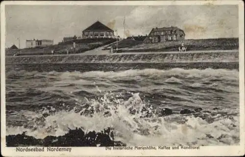 Ak Nordseebad Norderney Ostfriesland, Marienhöhe, Kaffee und Konditorei, Gedicht Heinrich Heine