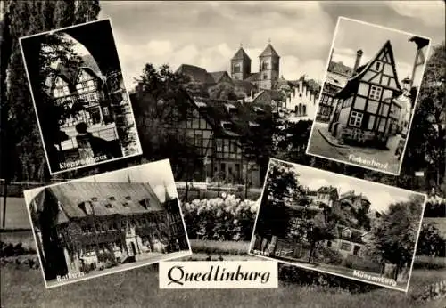 Ak Quedlinburg im Harz, Finkenherd, Klopstockhaus, Rathaus, Münzenberg