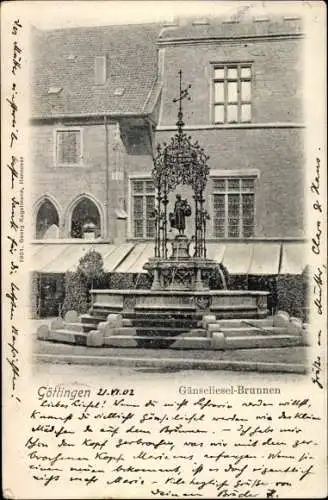 Ak Göttingen in Niedersachsen, Gänseliesel Brunnen