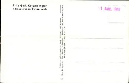 Ak Herzogsweiler Pfalzgrafenweiler im Schwarzwald, Fliegeraufnahme, Kolonialwaren