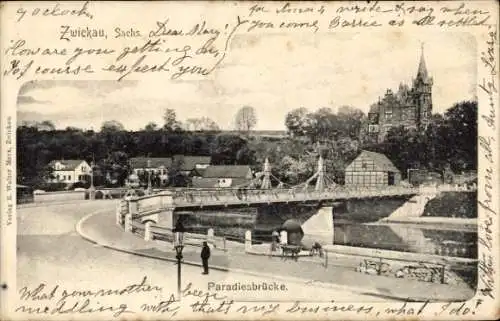 Ak Zwickau in Sachsen, Paradiesbrücke